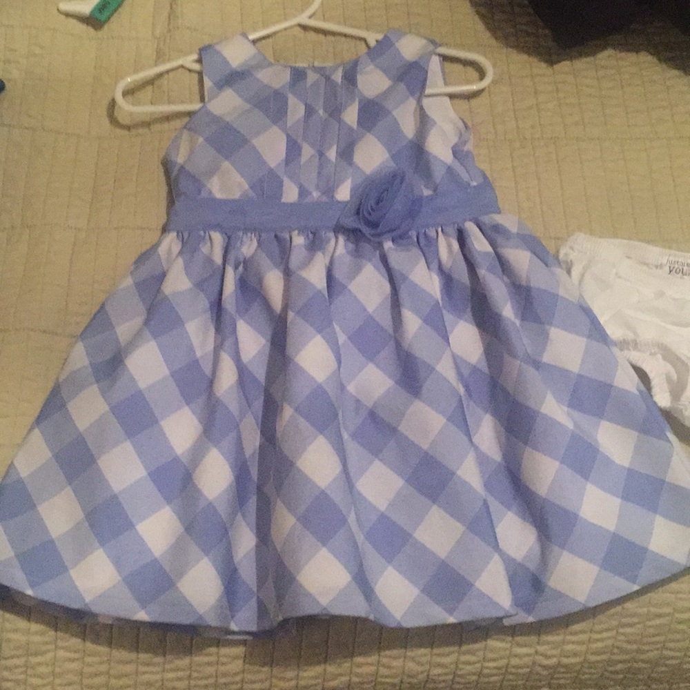 Girls blue plaid dress 12M